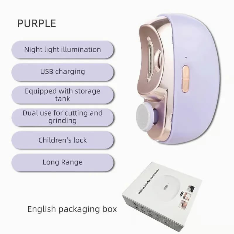 3-in-1 Automatic Electric Nail Clipper with Polisher, White - View 3