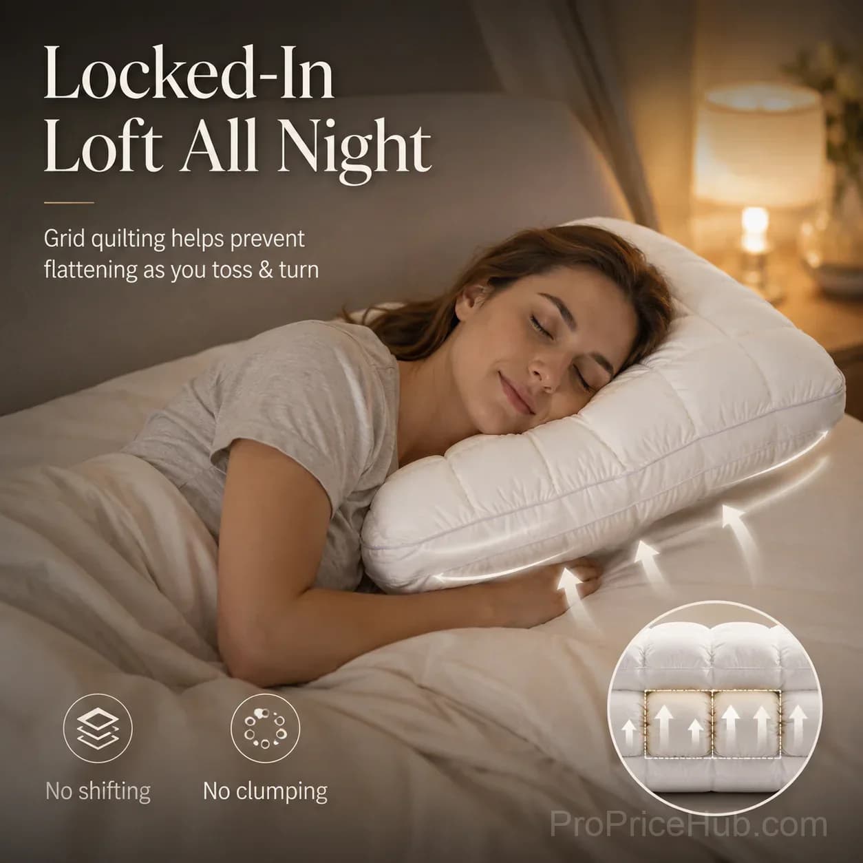 Cloud Puff Grid Pillow – Cooling, No-Flat for Side & Back Sleepers - View 8