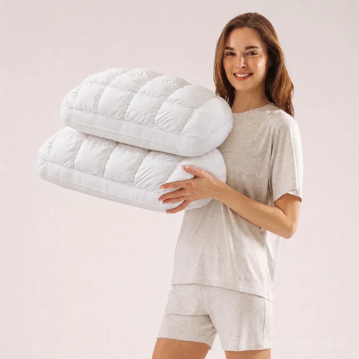 Cloud Puff Grid Pillow – Cooling, No-Flat for Side & Back Sleepers - View 10