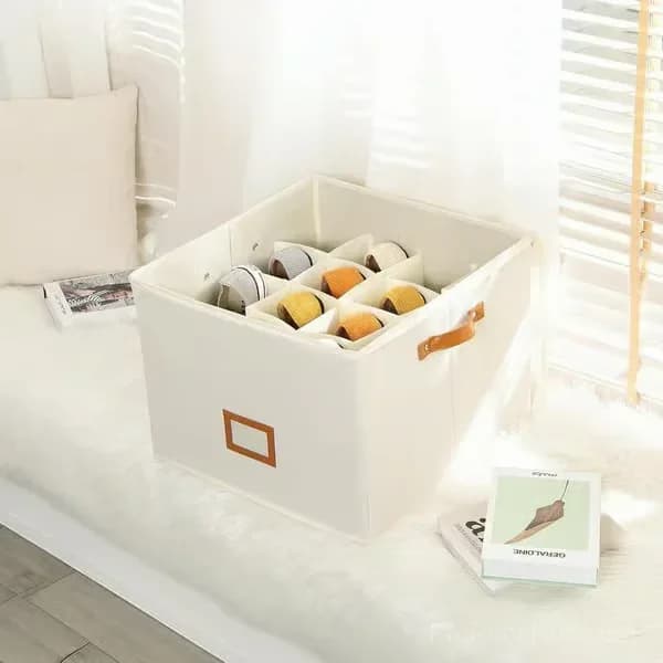 Oxford Fabric Foldable Shoe Organizer Storage Box, Beige, 1 Pack - View 8