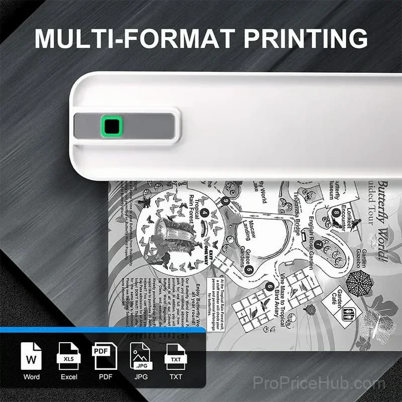 Portable Bluetooth Thermal Printer, White - View 2