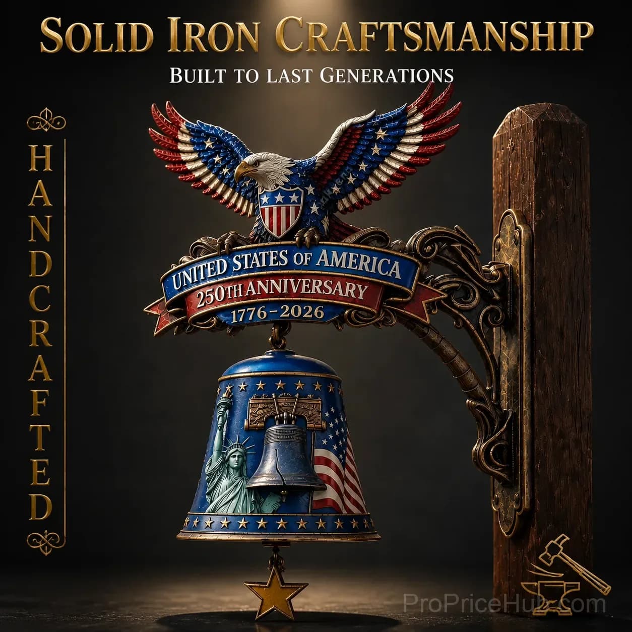 USA 250th Anniversary Patriotic Wall Bell - View 3
