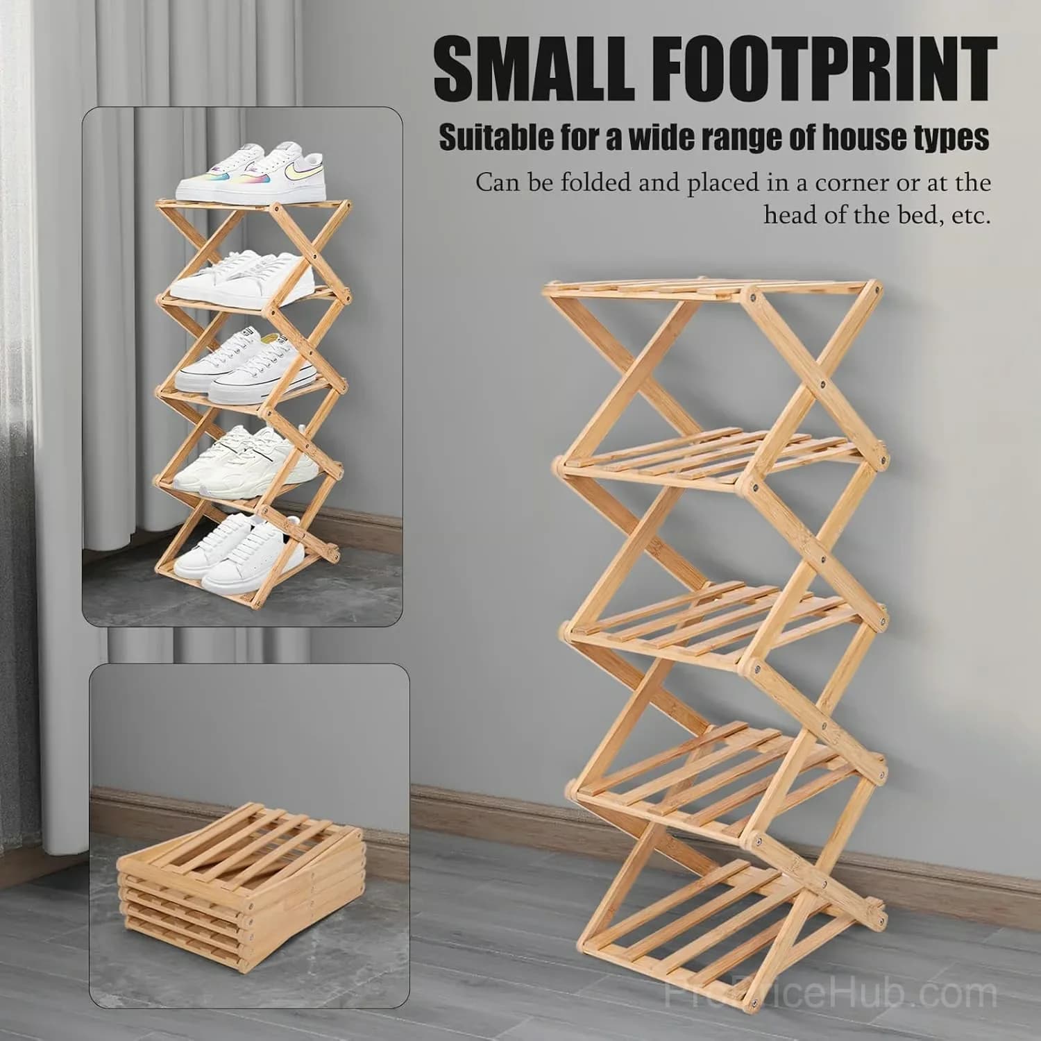 3-Tier Bamboo Storage Rack, Natural, No-Assembly - View 10