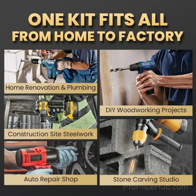 4-Pc 4-Flute Serrated Eccentric Drill Bit Kit, 6-12mm - View 11
