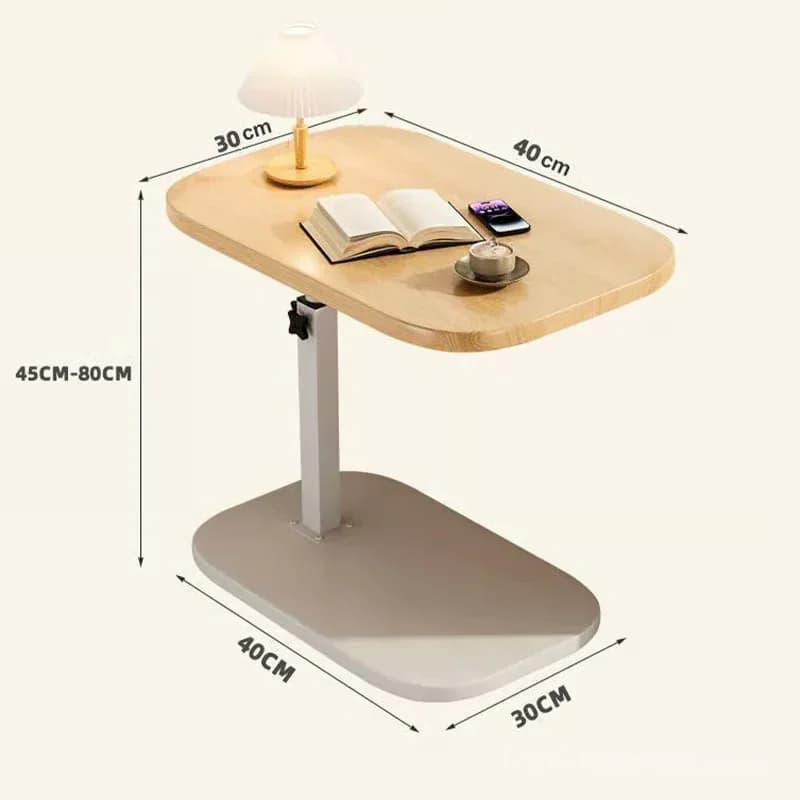 C-Shaped Adjustable Flip Side Table, Black-Brown, No Light - View 9