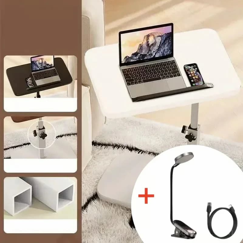 C-Shaped Adjustable Flip Side Table, Black-Brown, No Light - View 20