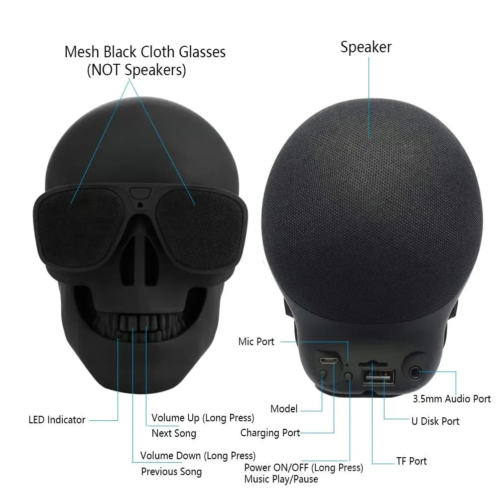 Skeleton Bluetooth Speaker, Black Frosted, Small - View 13
