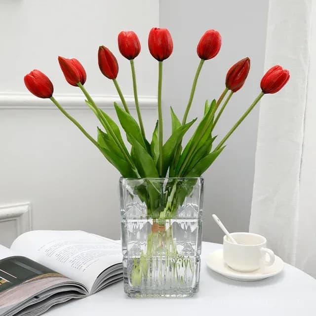 10-Piece UV Resistant Waterproof Faux Tulip Bouquet – Artificial Flowers for Indoor/Outdoor Decor - View 16