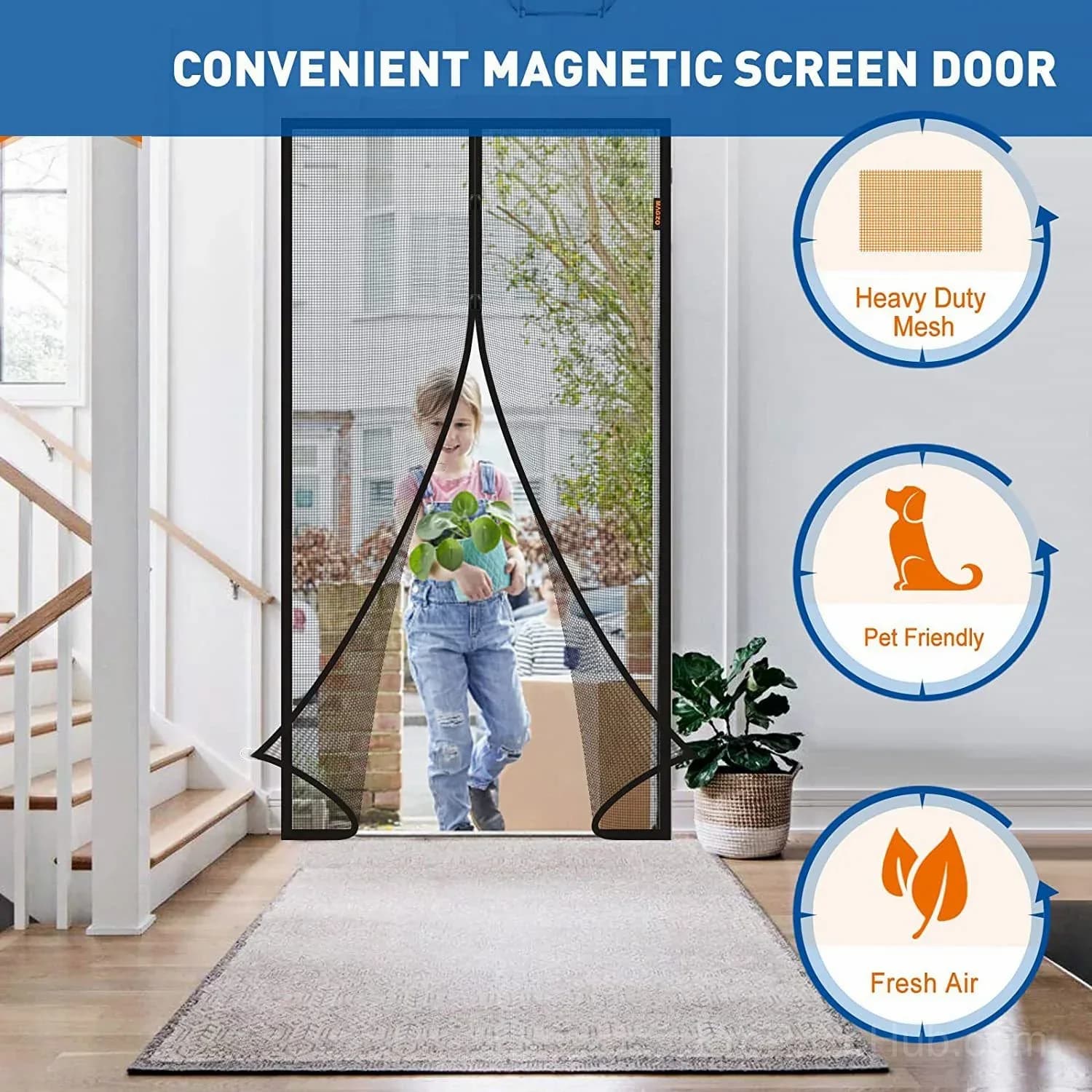 Magnetic Screen Door, Hands-Free Patio Entry - View 9