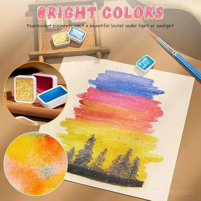 20-Color Shifting Watercolor Painting Set with Brushes - View 9
