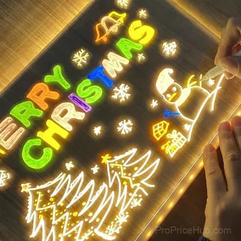 LED Note Board with Colored Pens, 5.9x5.9 Inch - View 3
