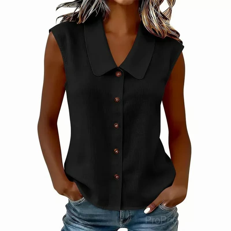 Women’s Pink V-Neck Button-Down Top, Size Small - View 8