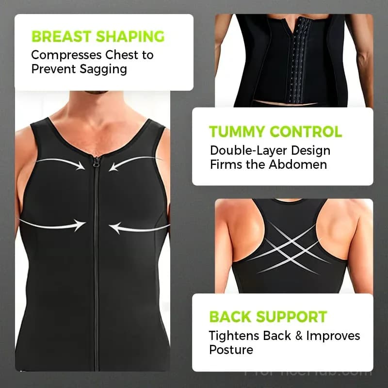 Men's Zipper Waist Trainer Trimmer Vest, Size S - View 4