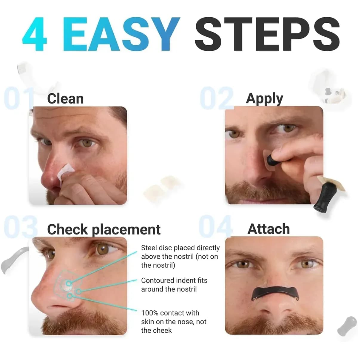 Magnetic Nasal Strips for Snoring and Airflow, 60-Piece Pack - View 3