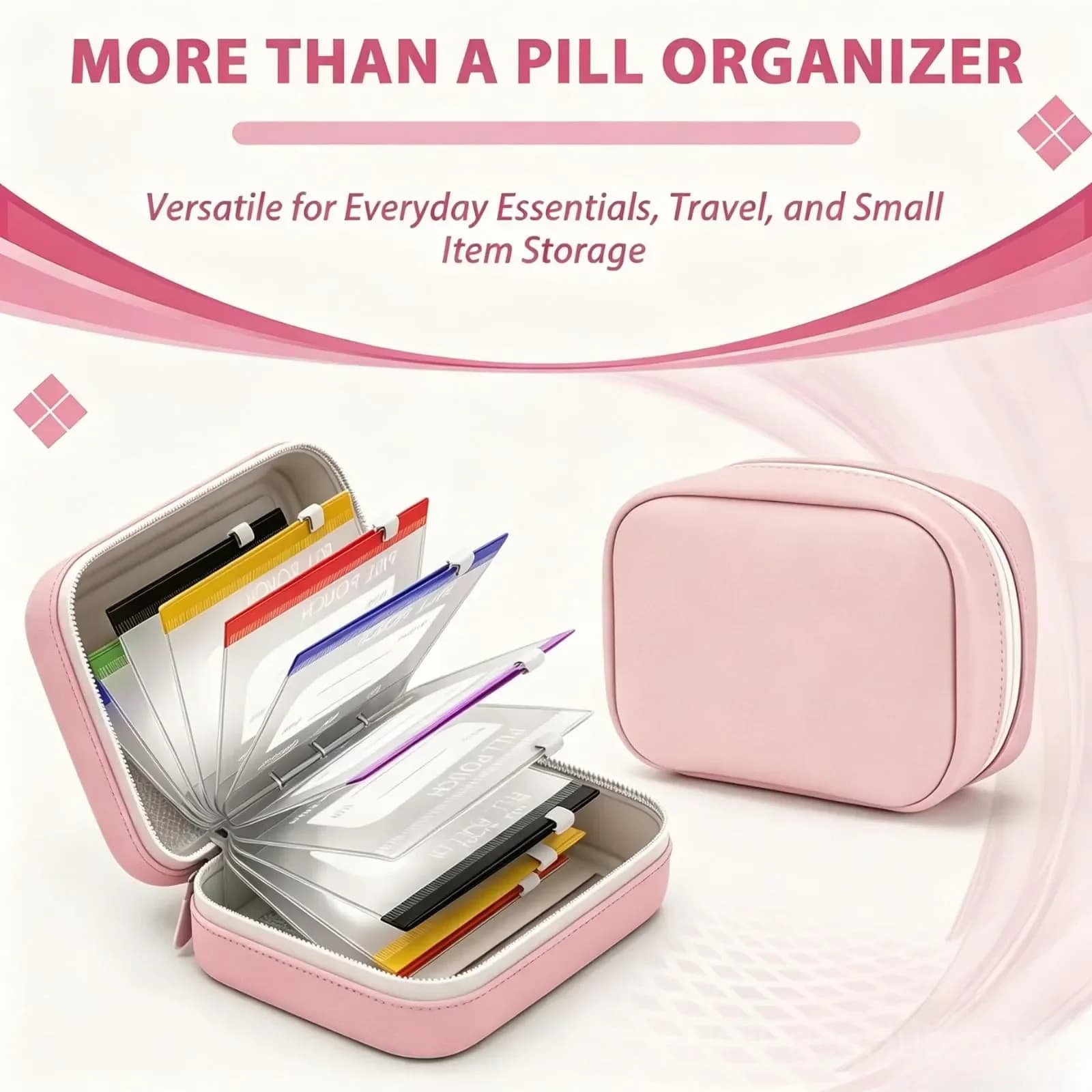 14-Piece Waterproof Crush-Resistant Travel Pill Pouch Set - Alt