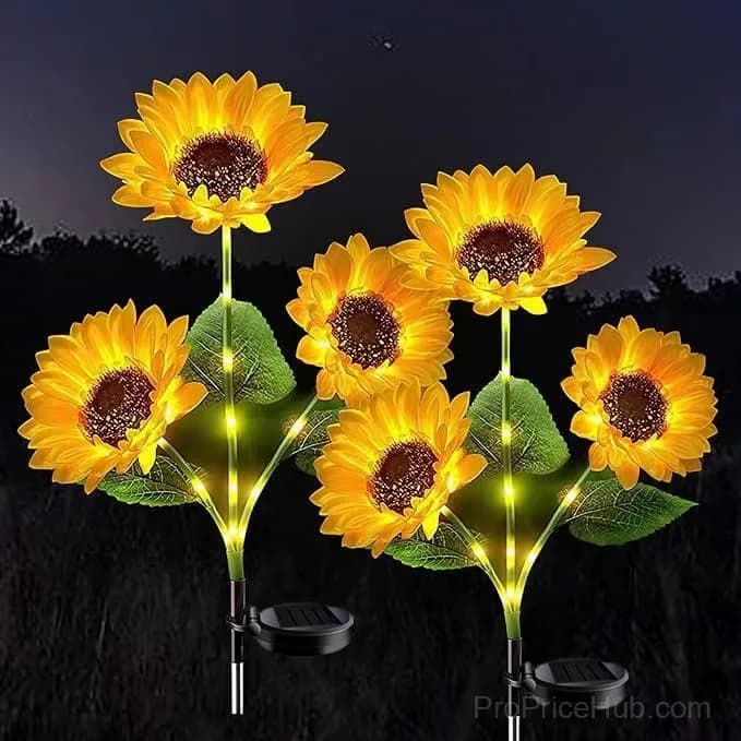 Solar LED Sunflower Garden Lights, 29.6 Inch, Warm Glow Outdoor Decor - View 2