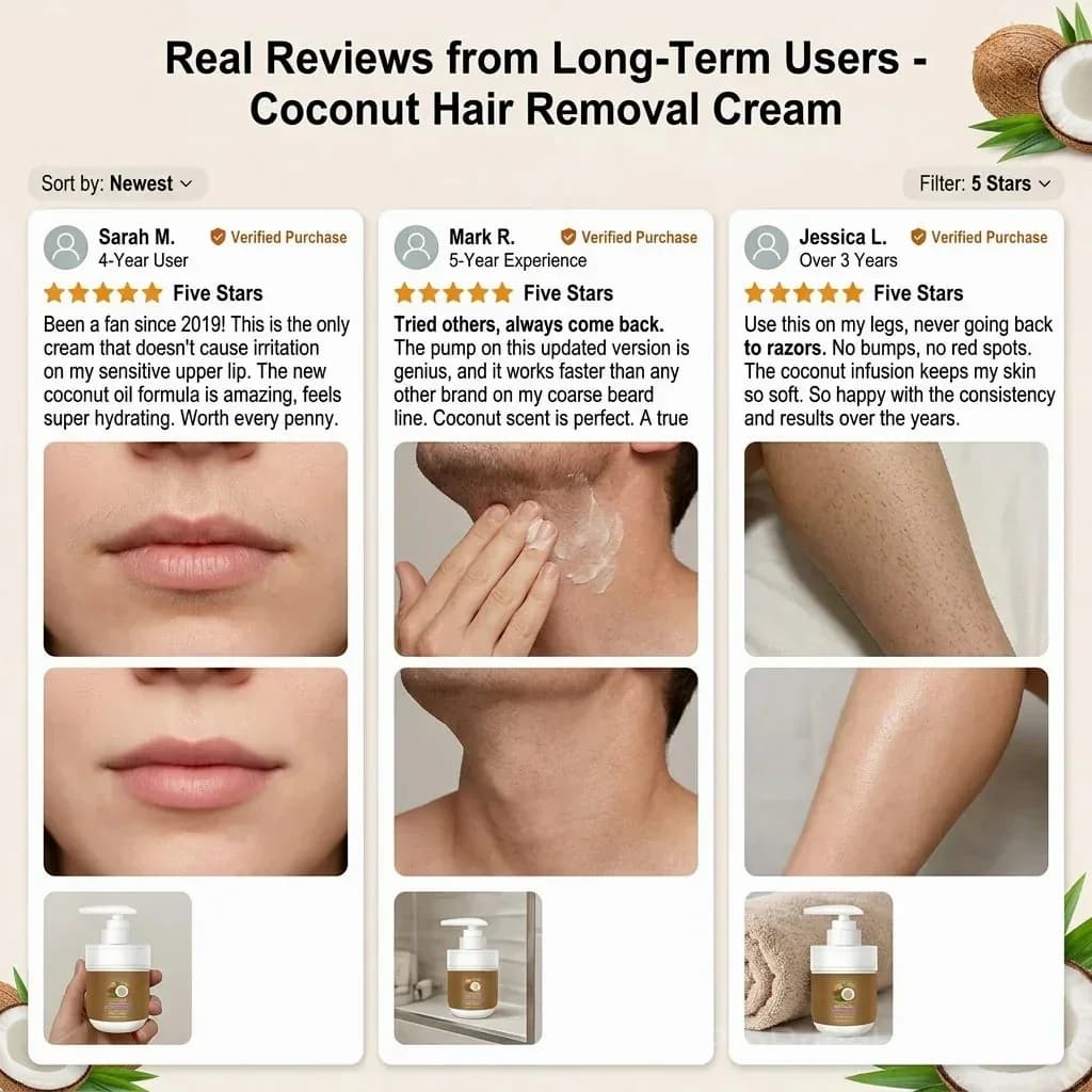 Coconut Hair Removal Cream for Face, Underarms, Legs & Intimate Areas - View 3