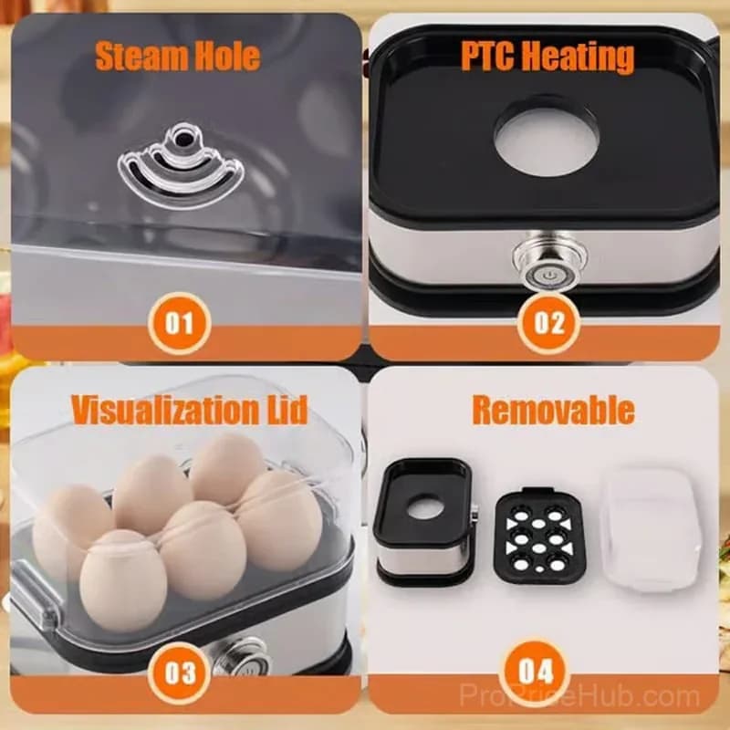 Multifunctional 110V Egg Steamer with Clear Lid, No Opener - View 7