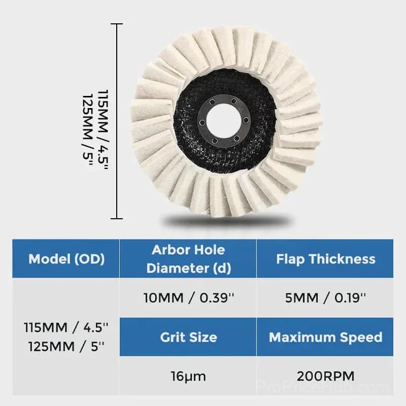 Wool Felt Flap Polishing Disc - 5-Pack (Buy 2 Get 3 Free) - View 8