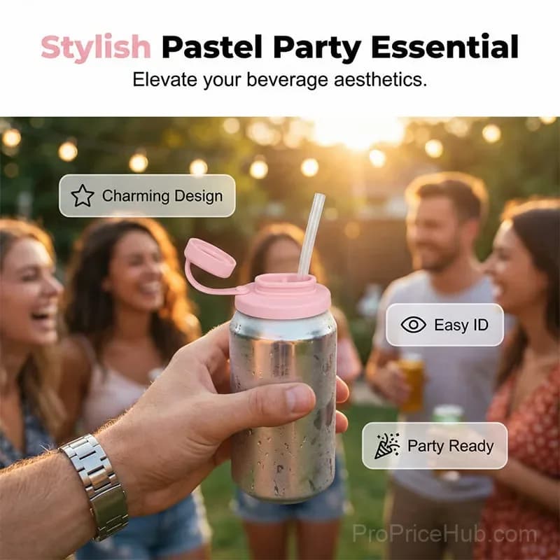 Pink Silicone Soda Can Lid Cover Without Straw Brush - View 9