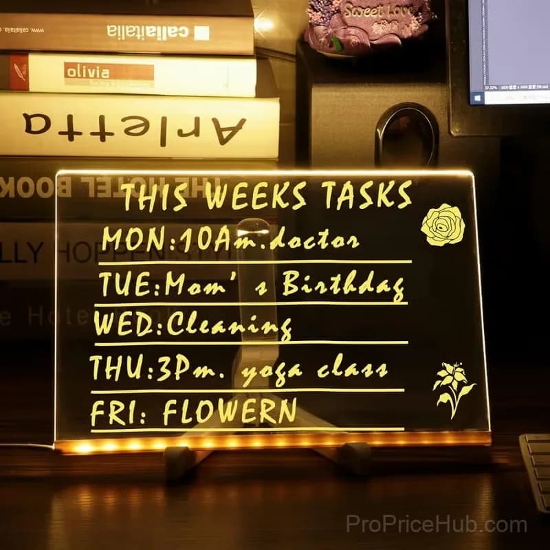 LED Note Board with Colored Pens, 5.9x5.9 Inch - View 12
