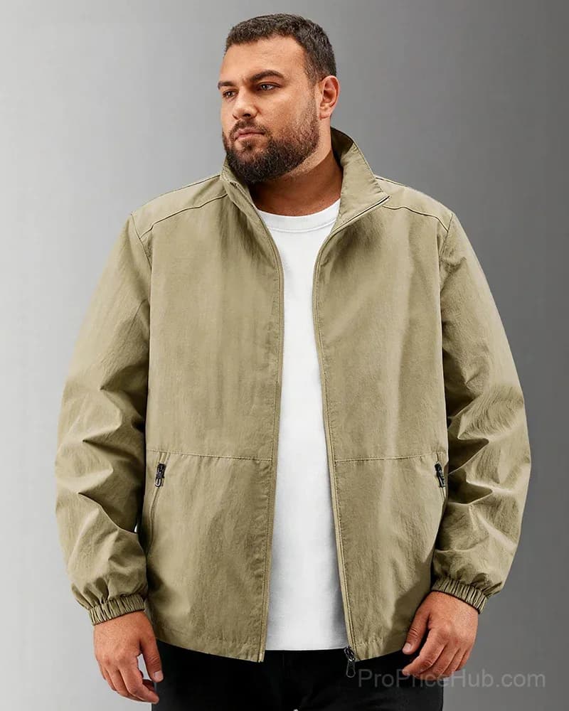 Men's Big & Tall Quick-Dry Standing Collar Outdoor Jacket M-5XL - View 9