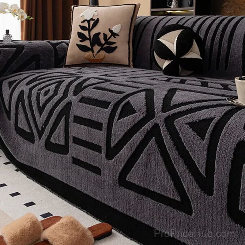 Soft Plush Non-Slip Couch Cover, Black, 180 x 130 cm, Single Seater - View 16