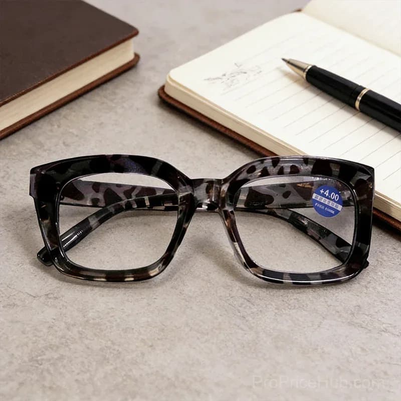 Tortoiseshell Oversized Square Reading Glasses – Blue Light Blocking - View 9