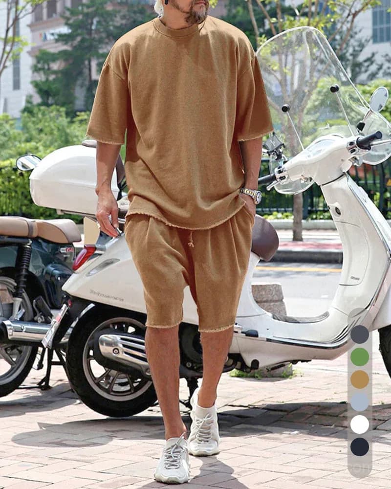 Men's Casual Loose Fit Solid Sports Set - M to 8XL - View 13