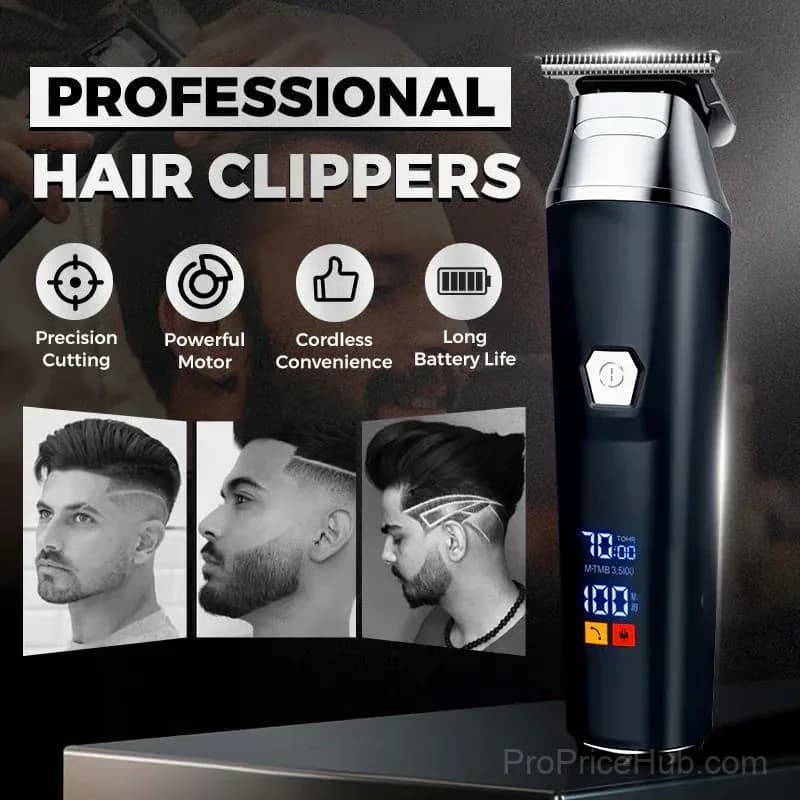 Diamond Black Digital Display Electric Hair Clipper Set - View 2