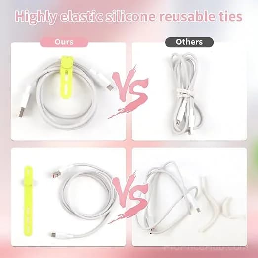 Reusable Silicone Cable Ties for Headphone and Charger Cables - View 4