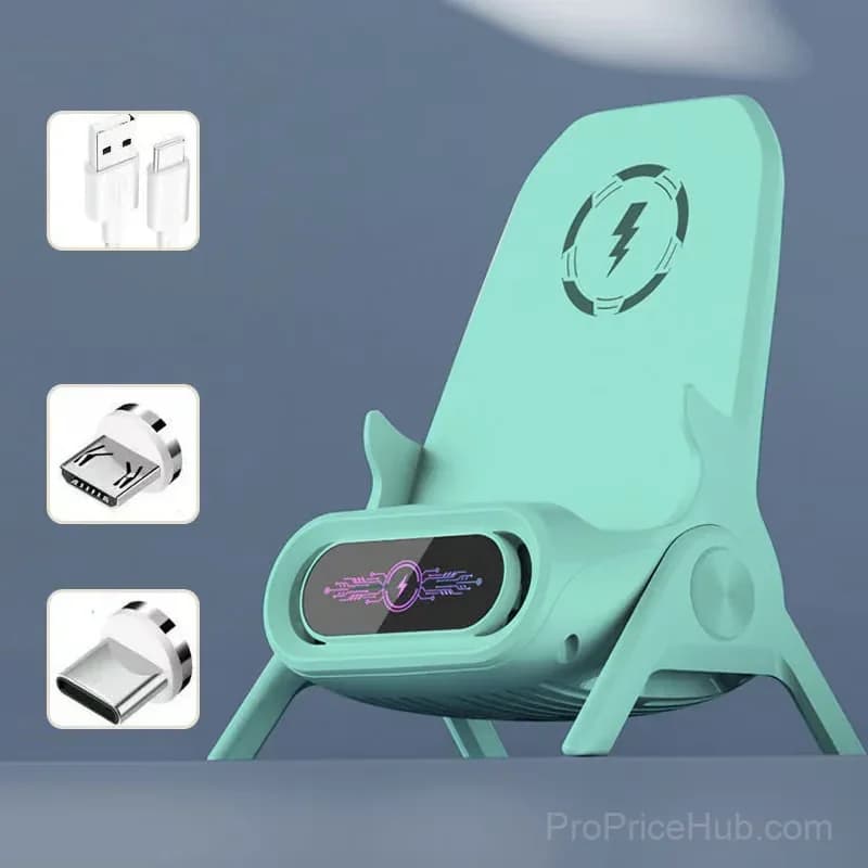 Multifunctional Wireless Fast Charging Phone Stand, White - View 12