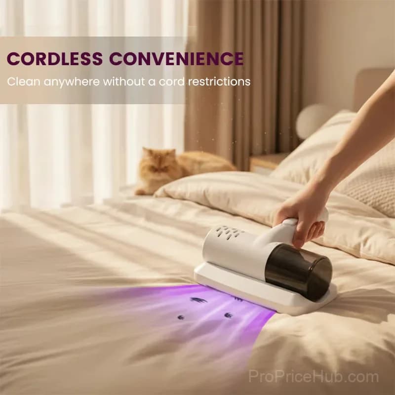 White Cordless Handheld UV Bed Vacuum Cleaner - View 6