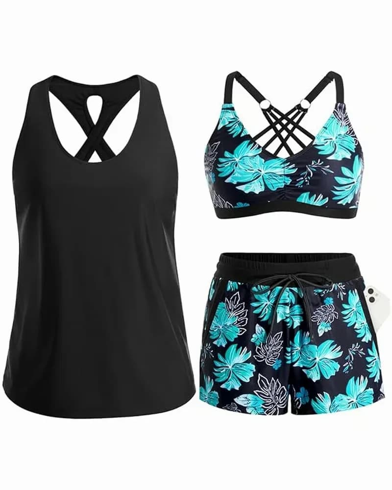 Crisscross Cover-Up Top & Printed Drawstring Pants Set, Green S - View 5