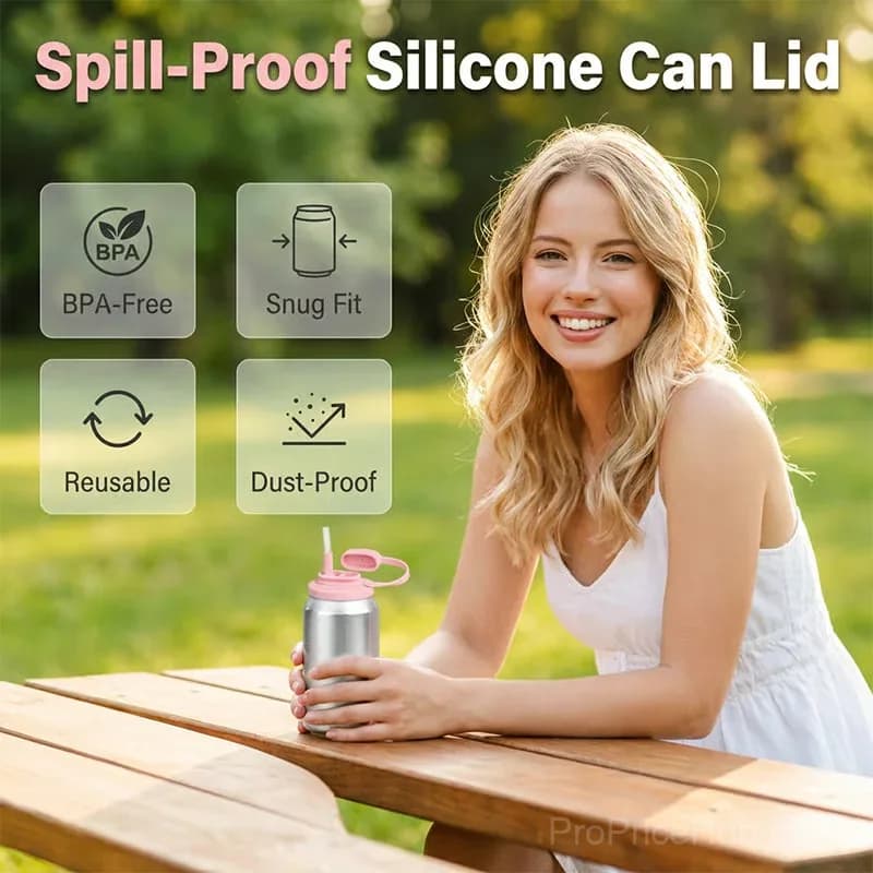 Pink Silicone Soda Can Lid Cover Without Straw Brush - View 10