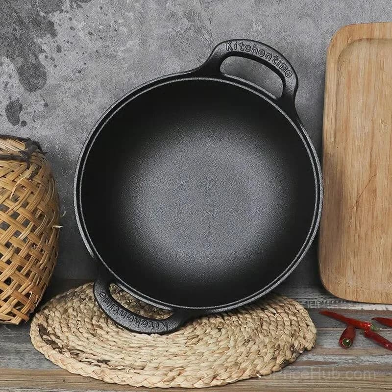 Uncoated Thick Iron Cooking Pot, 20 cm Diameter - View 9