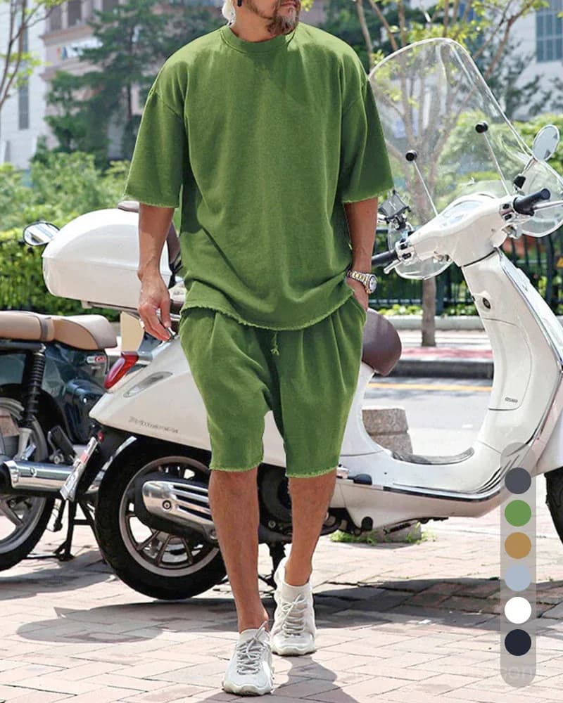 Men's Casual Loose Fit Solid Sports Set - M to 8XL - View 14