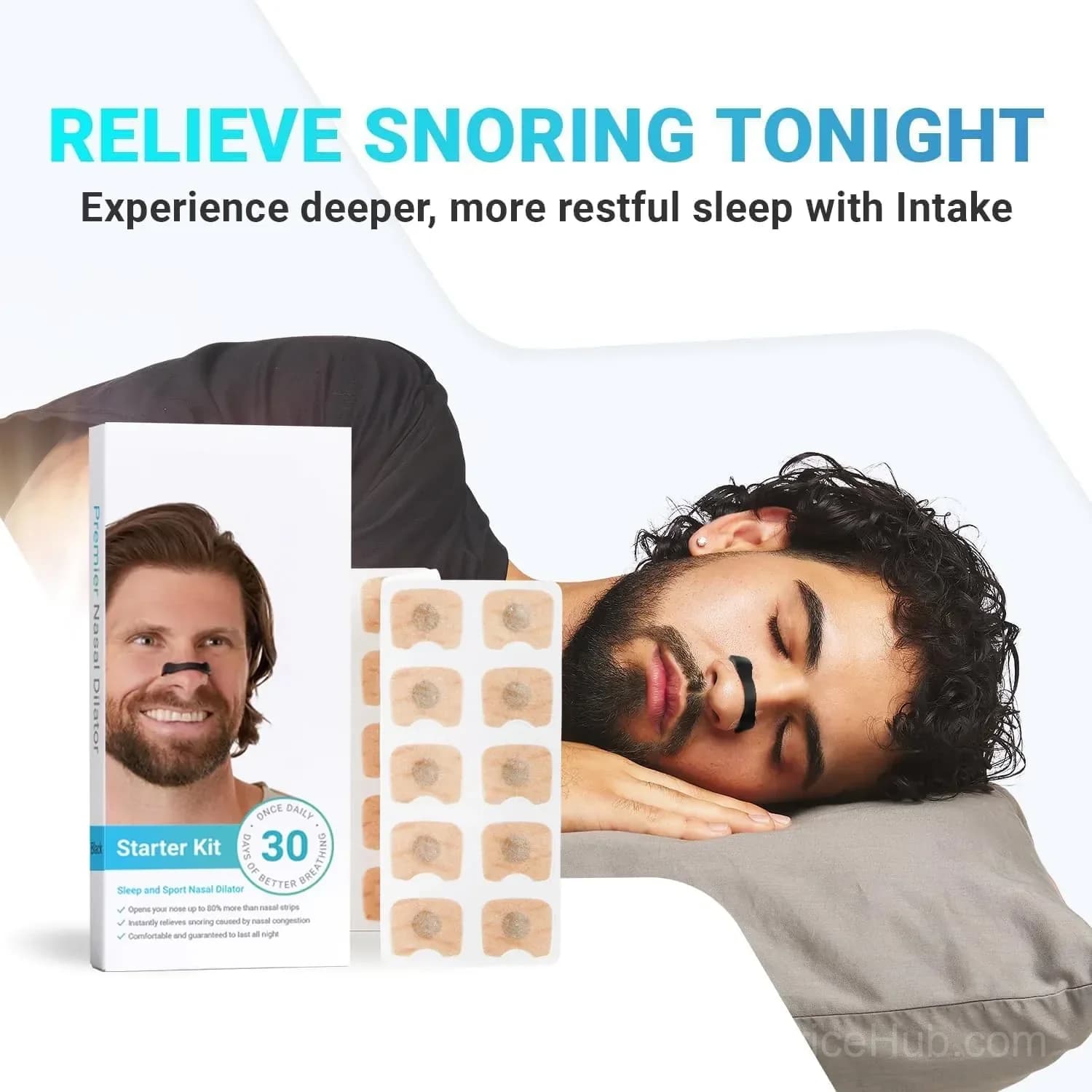 Magnetic Nasal Strips for Snoring and Airflow, 60-Piece Pack - Alt
