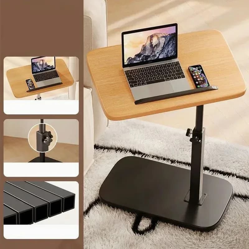 C-Shaped Adjustable Flip Side Table, Black-Brown, No Light - View 11