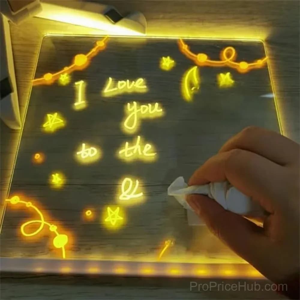 LED Note Board with Colored Pens, 5.9x5.9 Inch - View 7