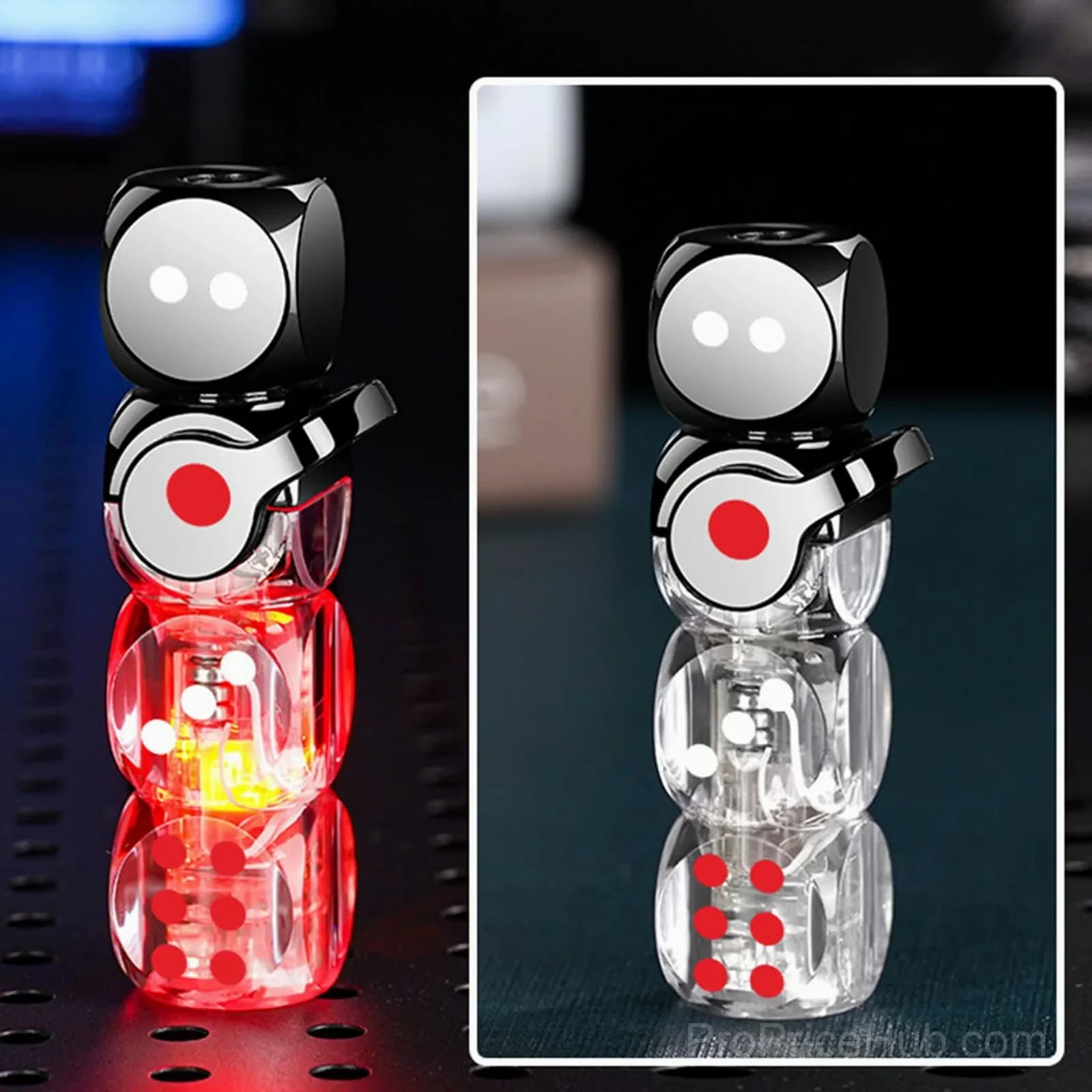 Purple 360° Spinning Dice Windproof Jet Flame Lighter with LED - View 16