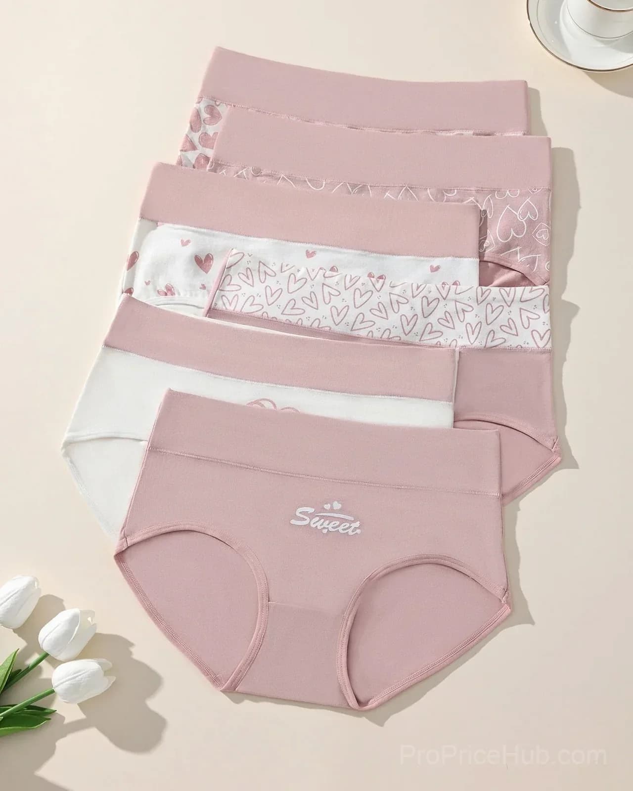 Women's Cute Love Print Soft Cotton Stretchy Panties - 6 Pack - View 4