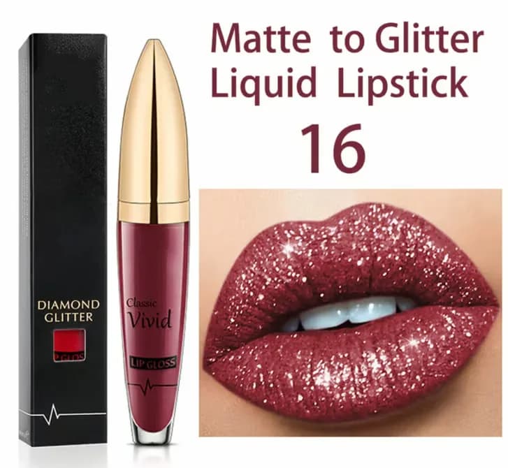 Diamond Lip Gloss Matte to Glitter Liquid Lipstick Waterproof 01 - View 19