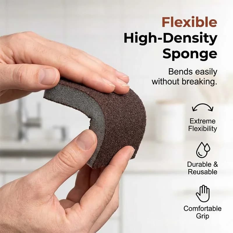 Emery Sponge Scrubber – Heavy-Duty Burnt Grease & Rust Remover with Ergonomic Handle - View 6