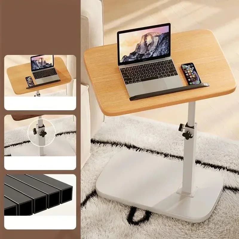 C-Shaped Adjustable Flip Side Table, Black-Brown, No Light - View 12