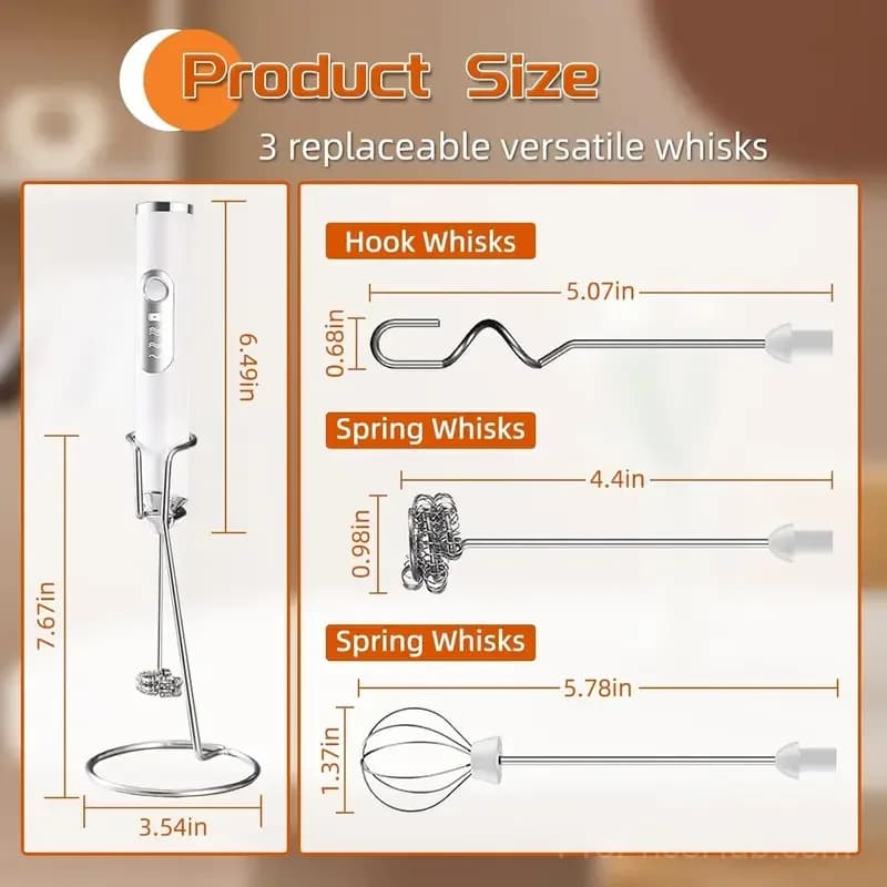 Rechargeable 3-Speed Handheld Milk Frother Wand for Drinks - View 15