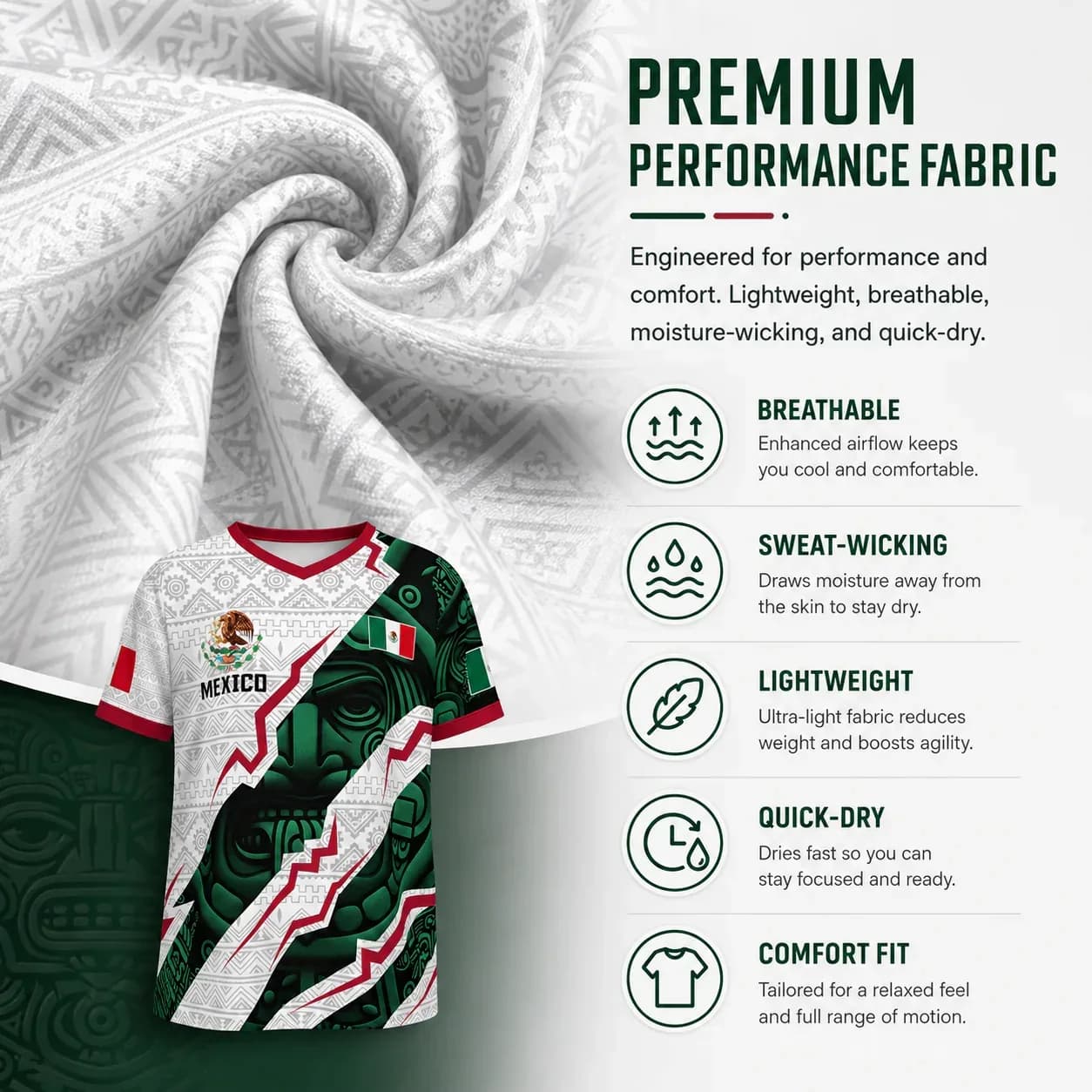 Mexico National Team 2026 V-Neck Soccer Jersey - View 6
