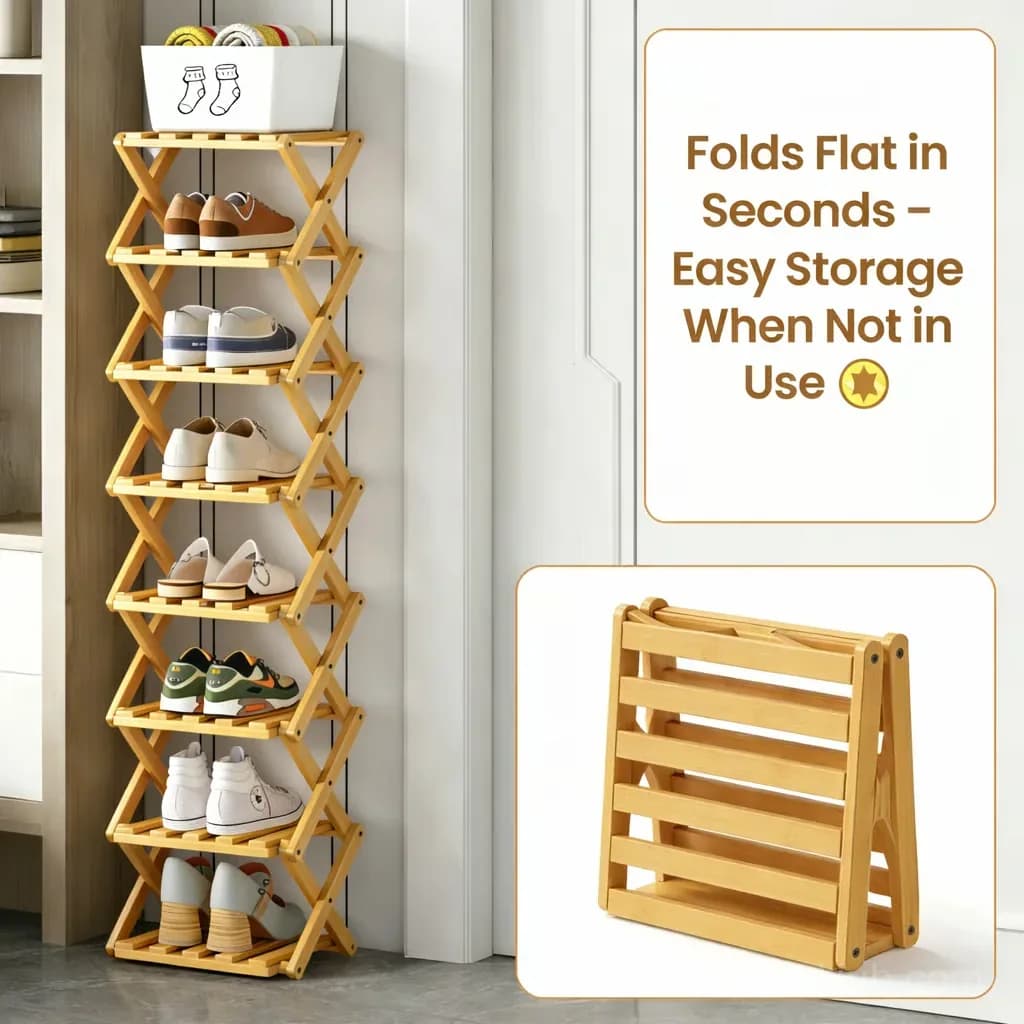 3-Tier Bamboo Storage Rack, Natural, No-Assembly - View 3