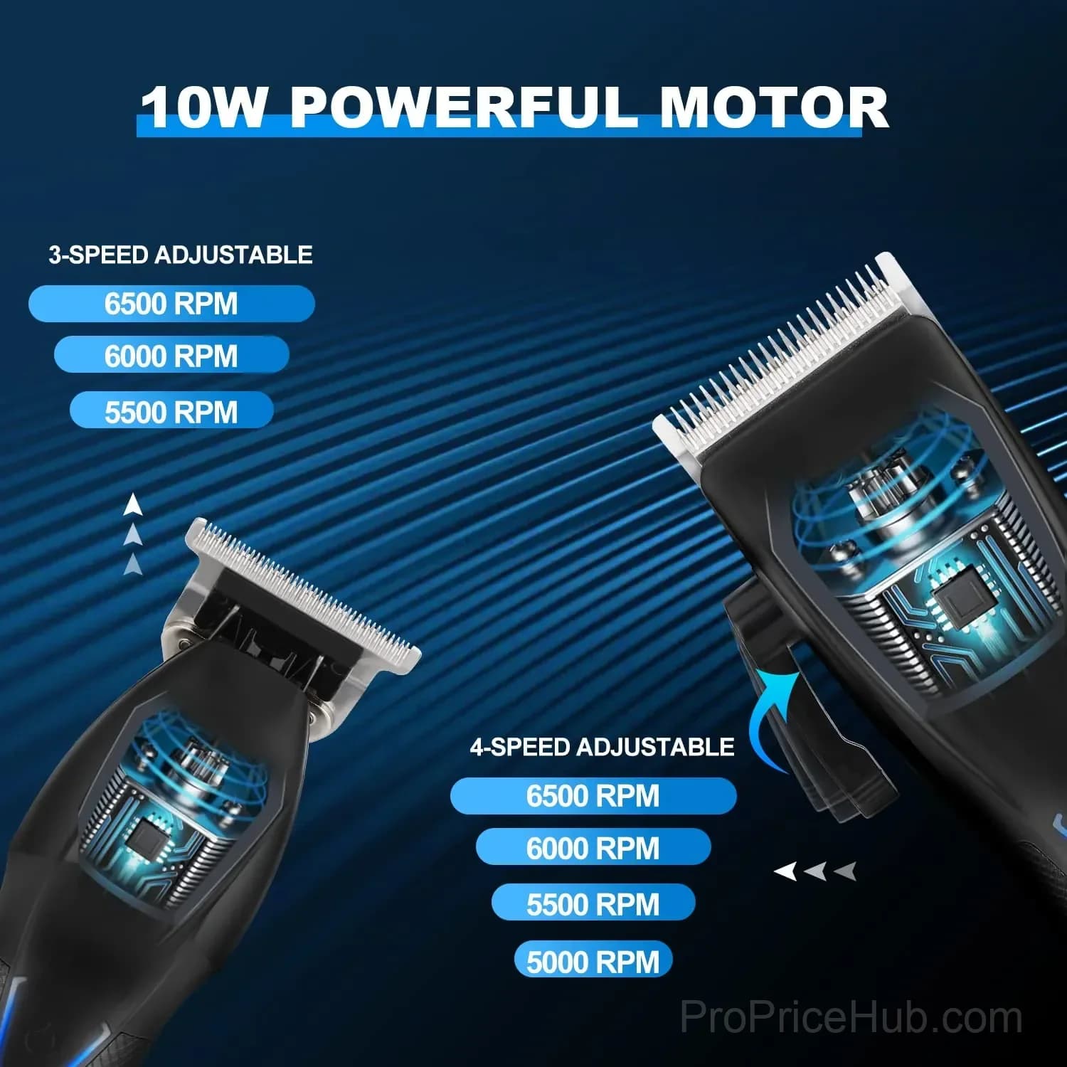 Professional Cordless Hair Clippers Trimmer Set, 1500mAh, Black - View 4