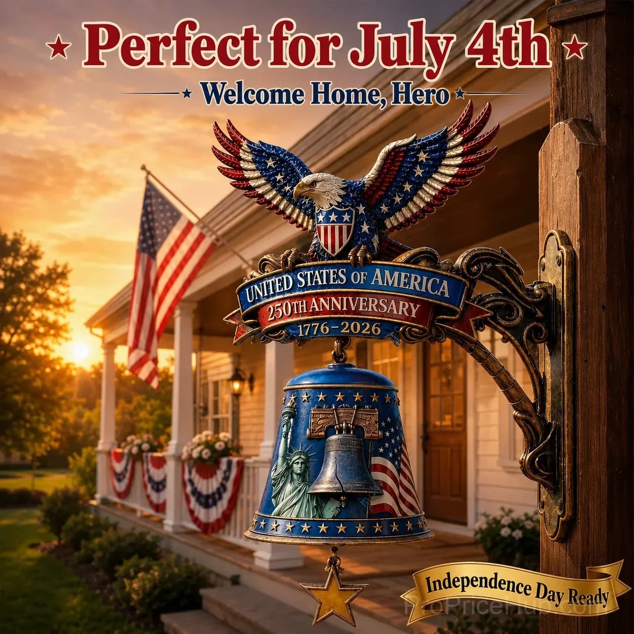 USA 250th Anniversary Patriotic Wall Bell - View 4